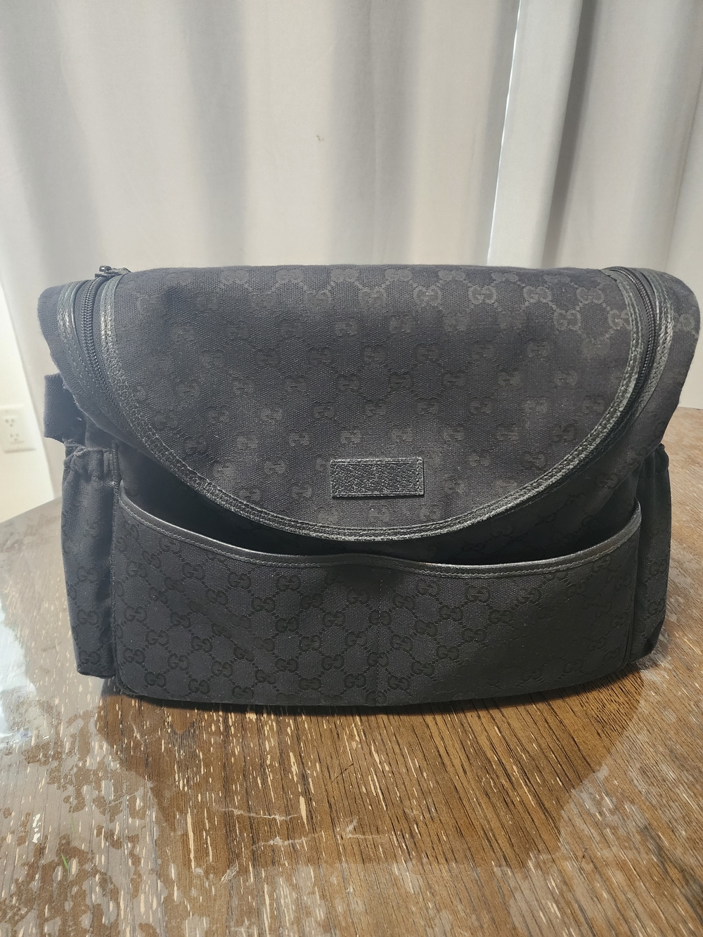 AUTHENTIC Gucci Black Monogram Baby Messenger Bag